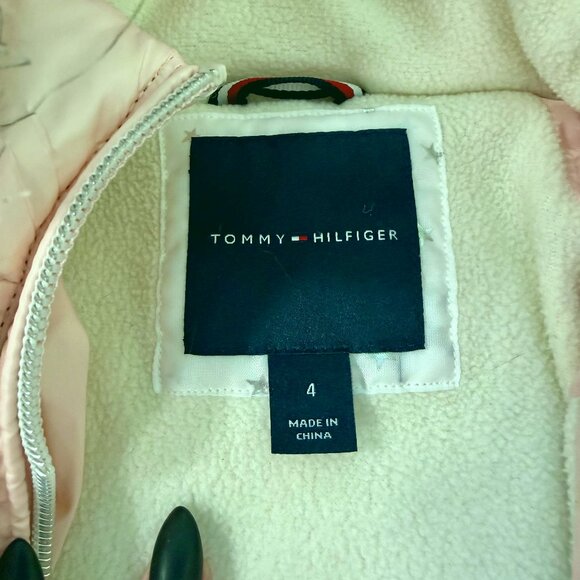 Girls Size 5/6 Tommy Hilfiger Pink Puffer Hooded Winter Coat Fleece Lined - Picture 5 of 11